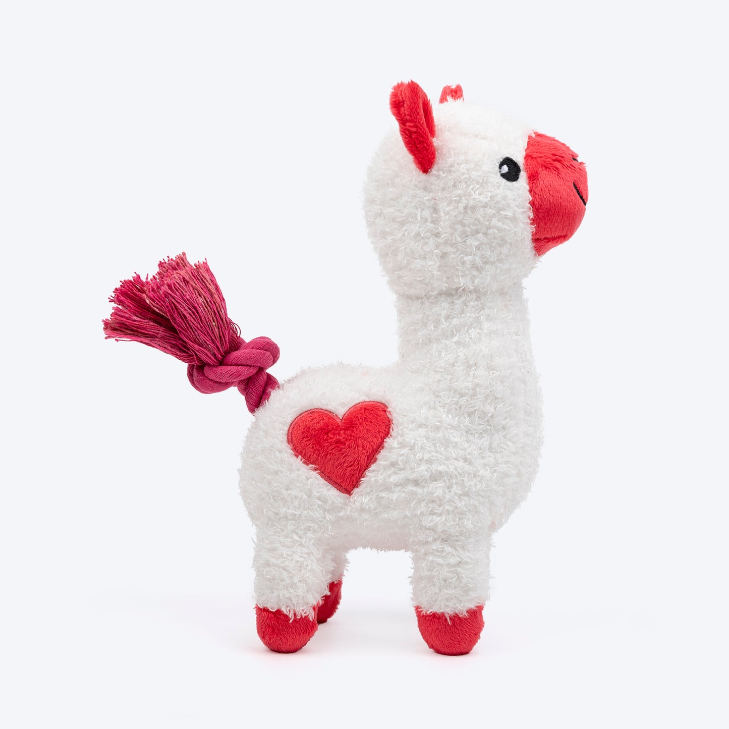 HUFT Love Alpaca Squeaky Plush Toy For Dog - White & Red - Heads Up For Tails