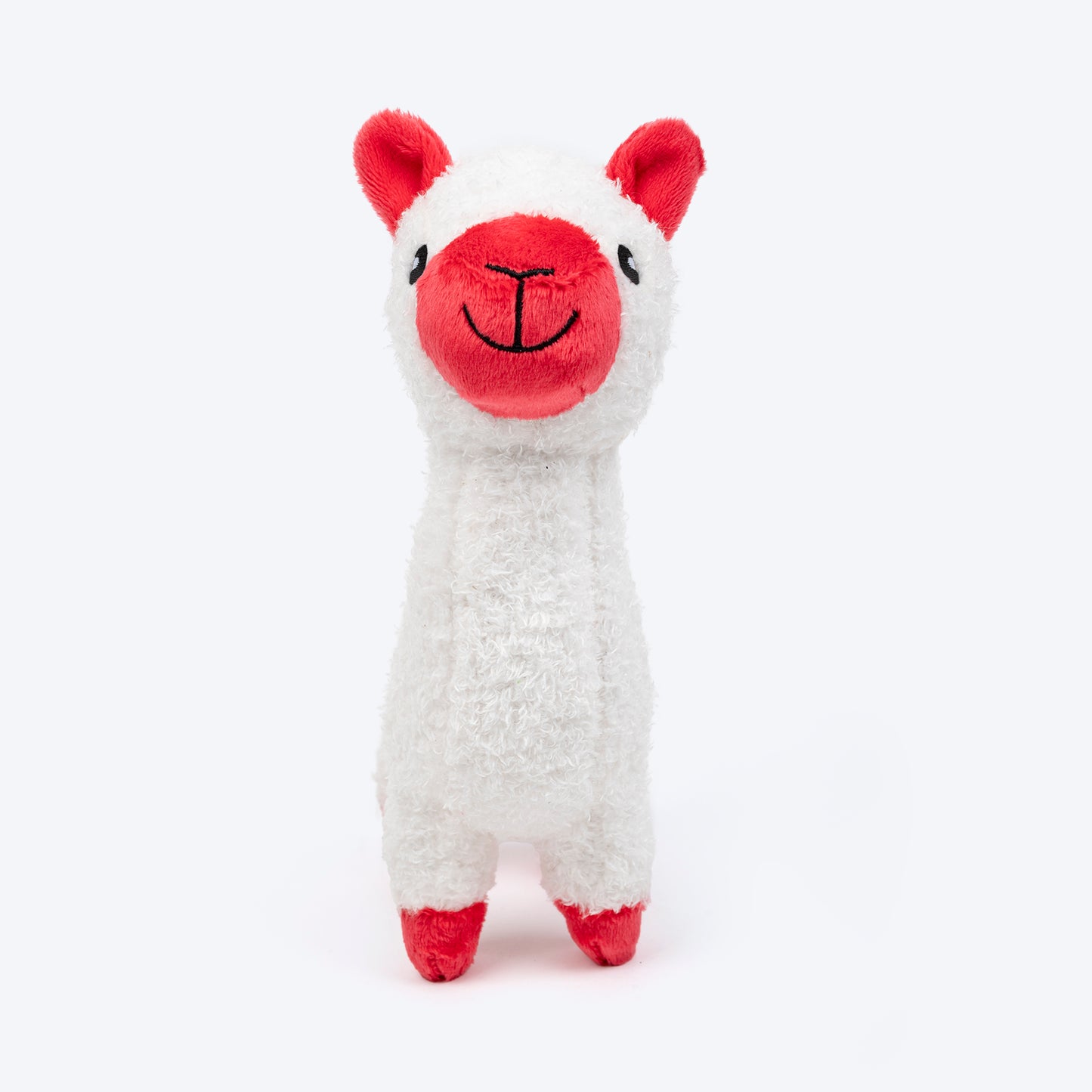 HUFT Love Alpaca Squeaky Plush Toy For Dog - White & Red - Heads Up For Tails