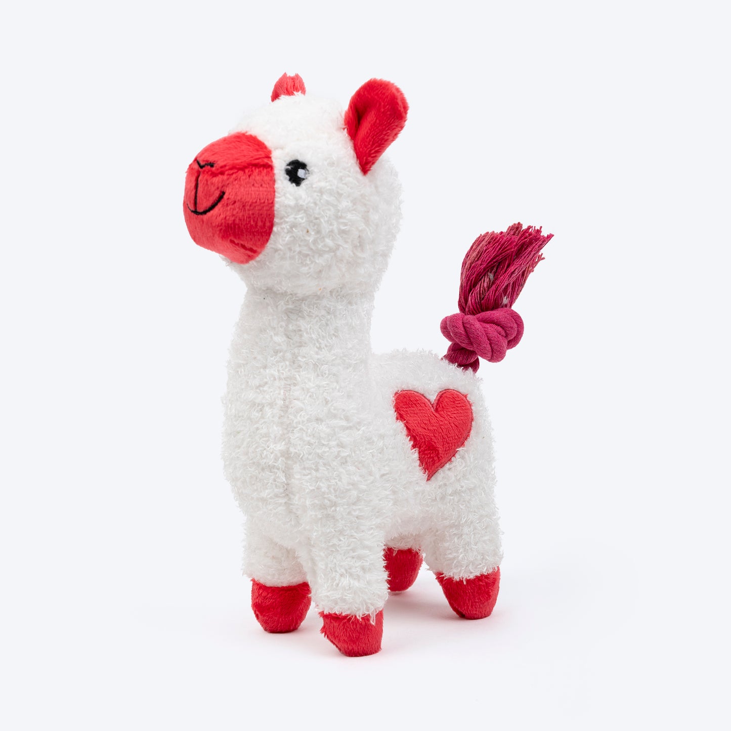 HUFT Love Alpaca Squeaky Plush Toy For Dog - White & Red - Heads Up For Tails