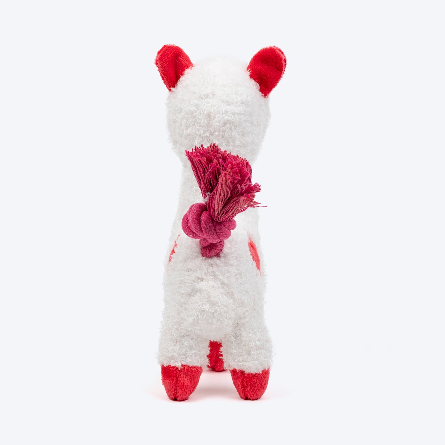 HUFT Love Alpaca Squeaky Plush Toy For Dog - White & Red - Heads Up For Tails