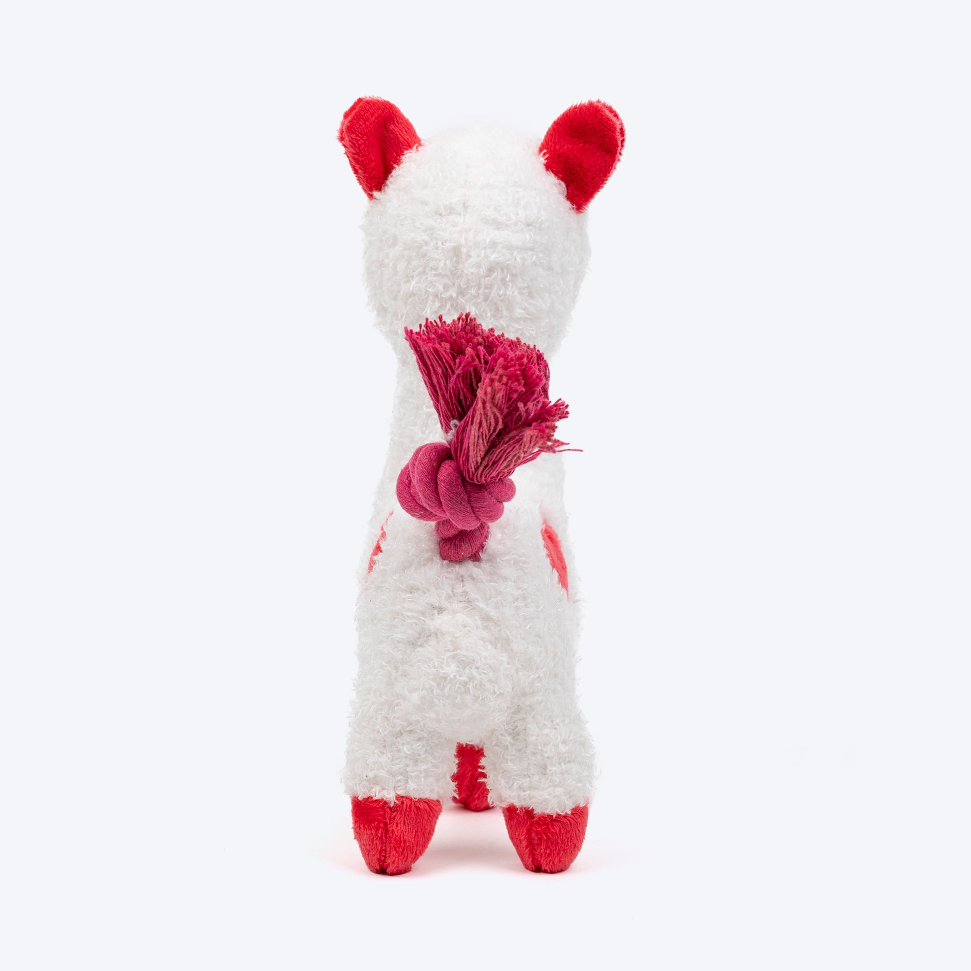 HUFT Love Alpaca Squeaky Plush Toy For Dog - White & Red - Heads Up For Tails