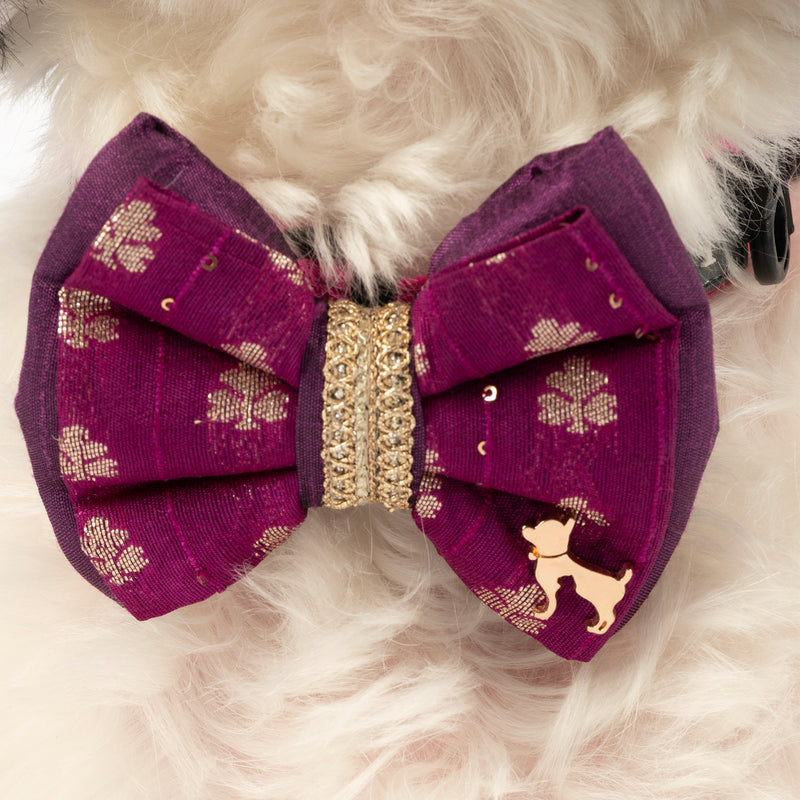 HUFT Shahi Utsav Bow Tie For Dog - Purple