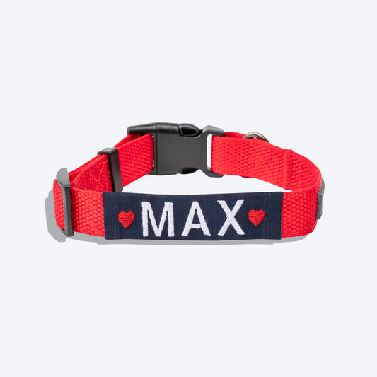 HUFT Personalised Basics Dog Collar - Crimson Red - Heads Up For Tails