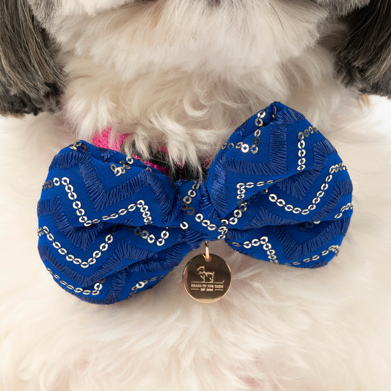 HUFT Royal Shimmer Bow Tie For Dog - Blue