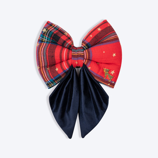HUFT Starry Nights Festive Dog Bow Tie - Red & Blue - Heads Up For Tails