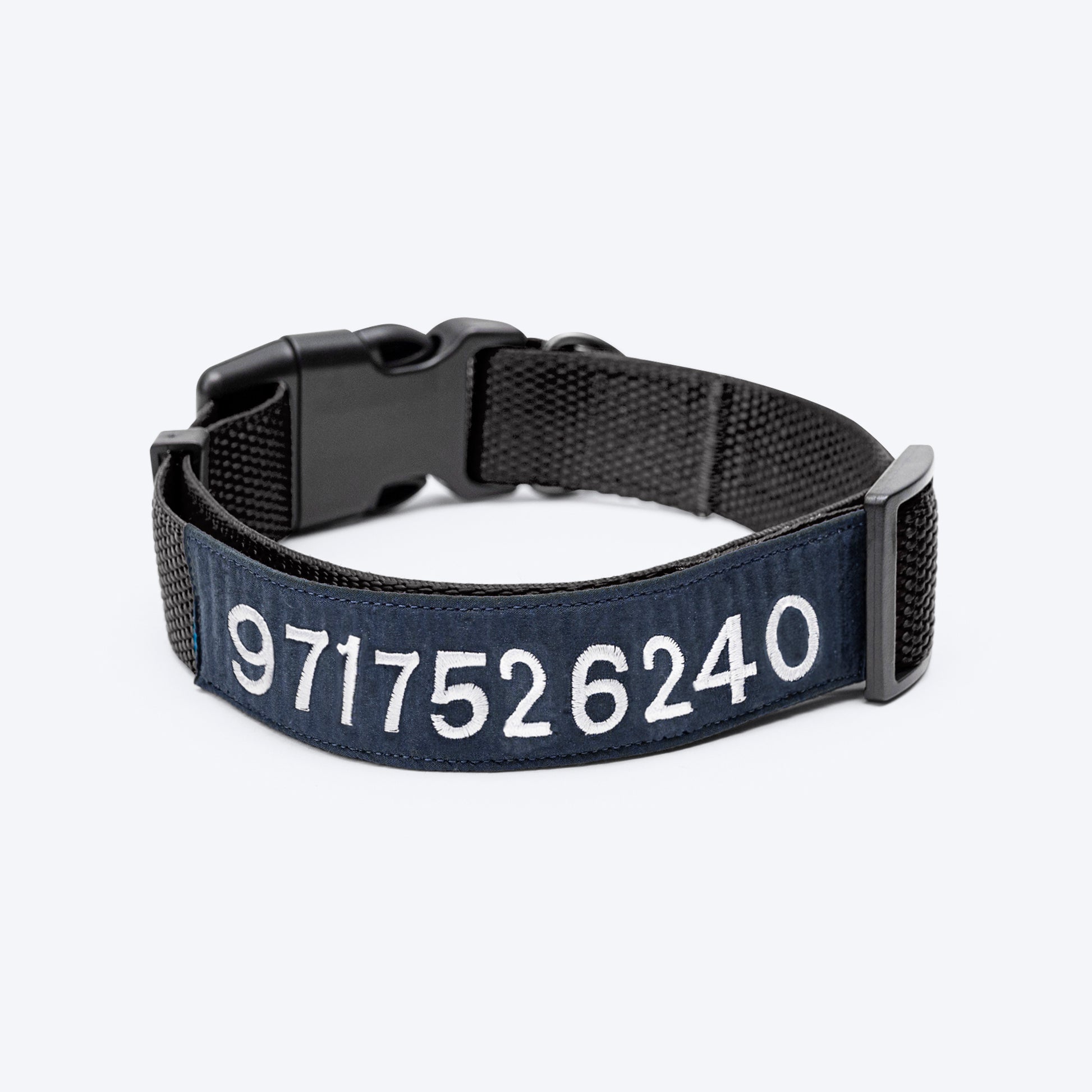 HUFT Personalised (Mobile No.) Basics Dog Collar - Classic Black - Heads Up For Tails