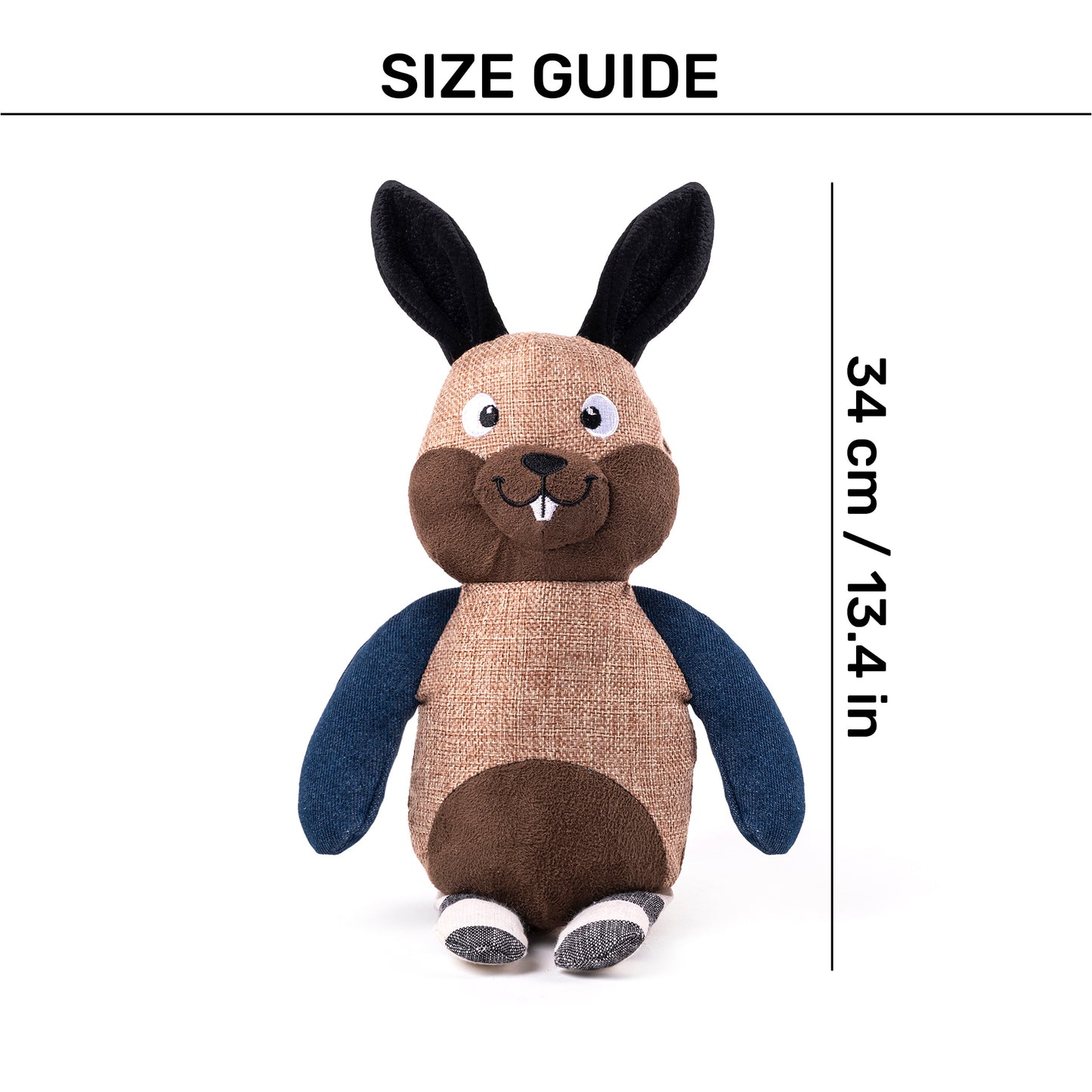 HUFT Rabbit Plush Toy For Dog - Brown - Heads Up For Tails