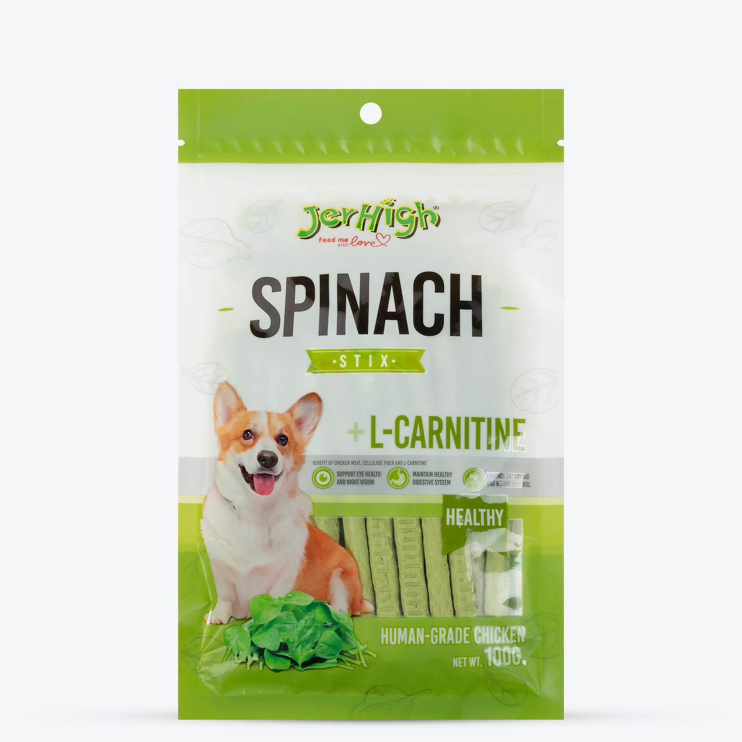 JerHigh Spinach Stix Dog Treats - 100 g - Heads Up For Tails