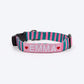 HUFT Personalised Pawsome Blossom Collar With Bow Tie For Dogs - Green & Pink - Heads Up For Tails