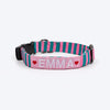 HUFT Personalised Pawsome Blossom Collar With Bow Tie For Dogs - Green & Pink - Heads Up For Tails