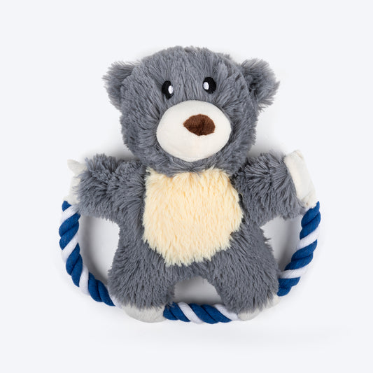 HUFT Bear With Rope Plush Toy For Dog - Grey - Heads Up For Tails