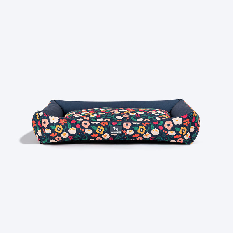 HUFT Floral Fusion Lounger Dog Bed - Navy - Heads Up For Tails