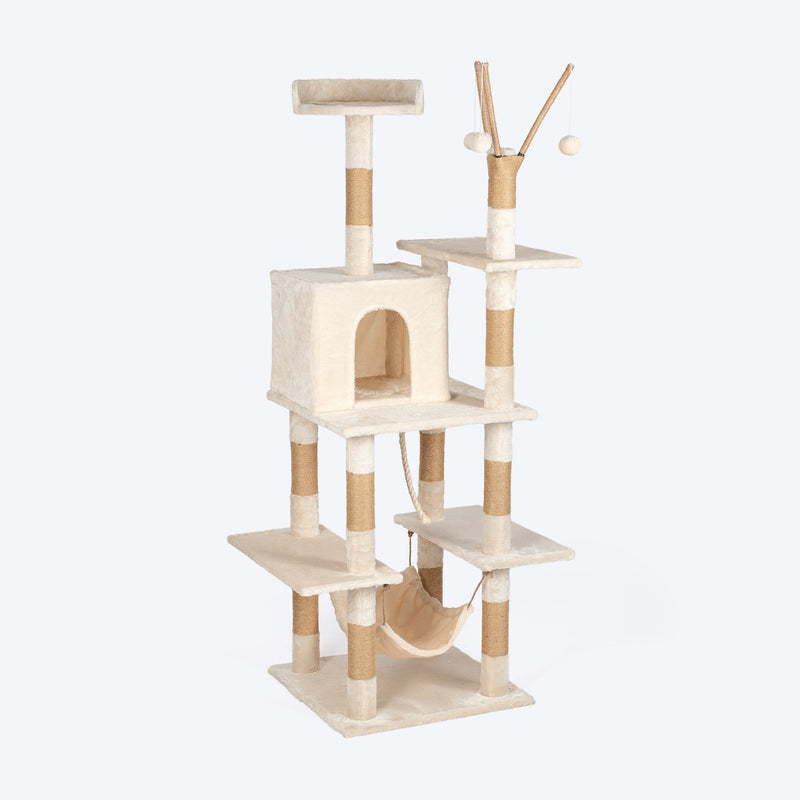 HUFT Purrch Paradise Multipurpose Cat Tree - Beige - Heads Up For Tails