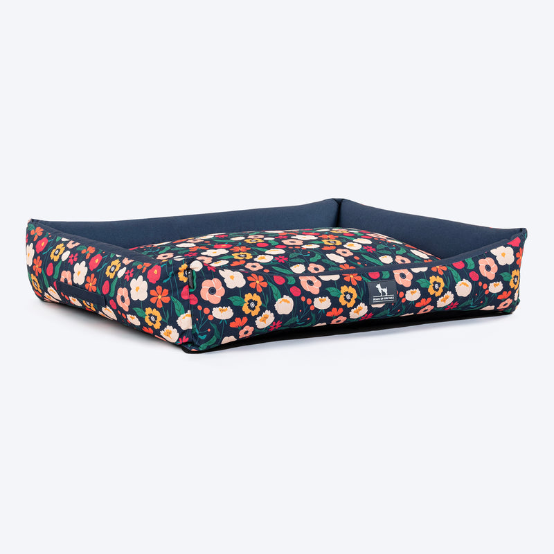 HUFT Floral Fusion Lounger Dog Bed - Navy - Heads Up For Tails