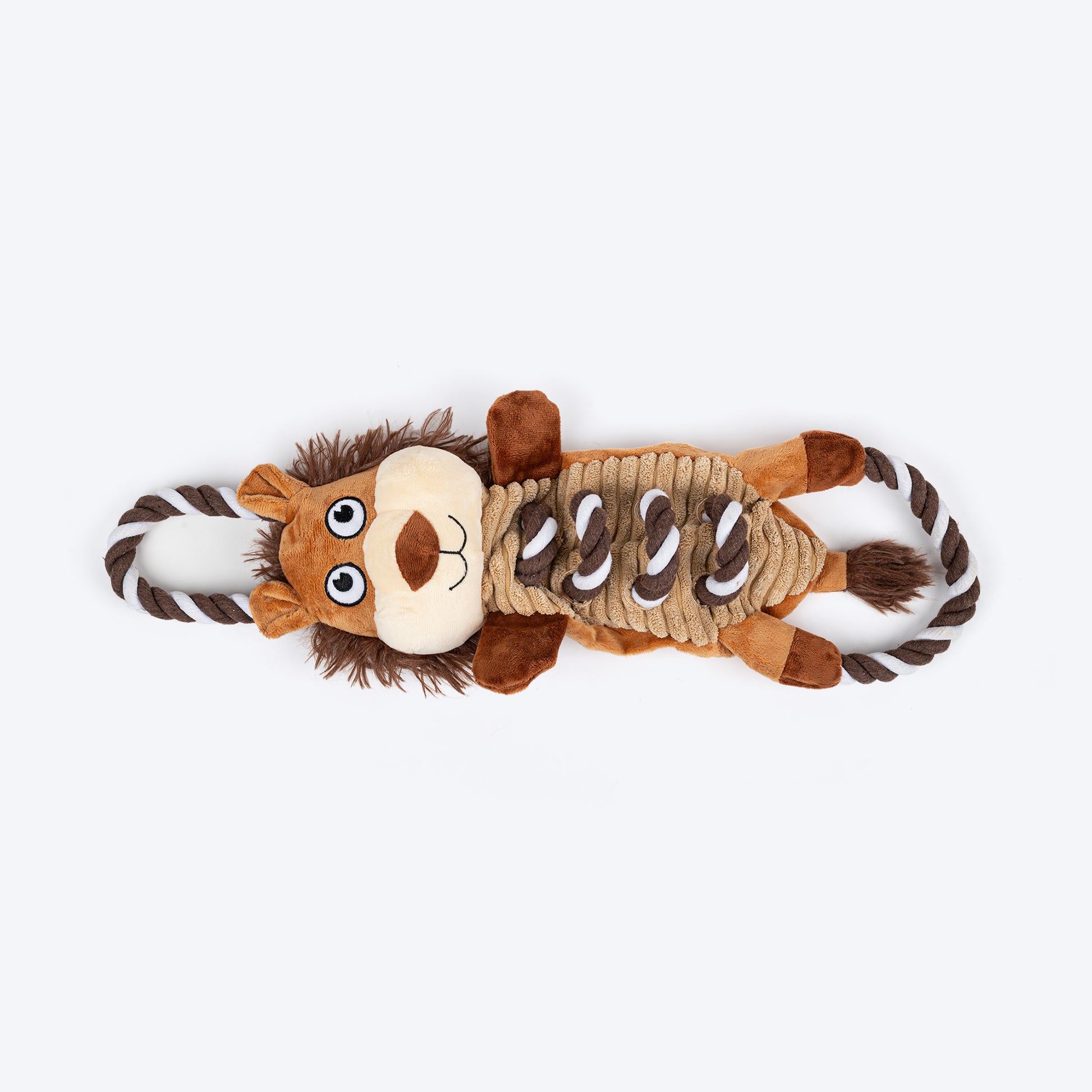 HUFT Lion With Rope Plush Toy For Dog - Brown - Heads Up For Tails