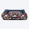 HUFT Floral Fusion Lounger Dog Bed - Navy - Heads Up For Tails