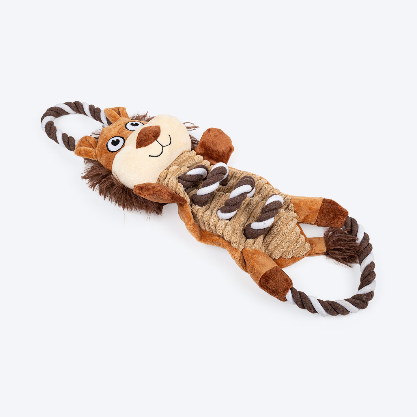 HUFT Lion With Rope Plush Toy For Dog - Brown - Heads Up For Tails