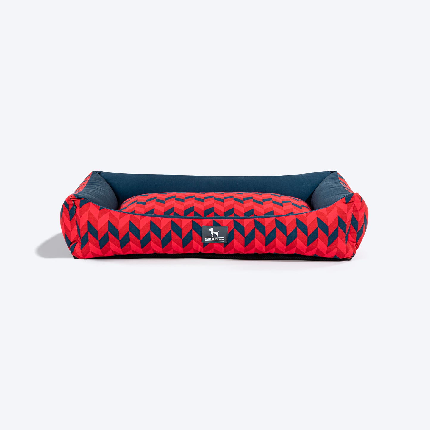 HUFT Geometric Groove Lounger Dog Bed - Red & Blue