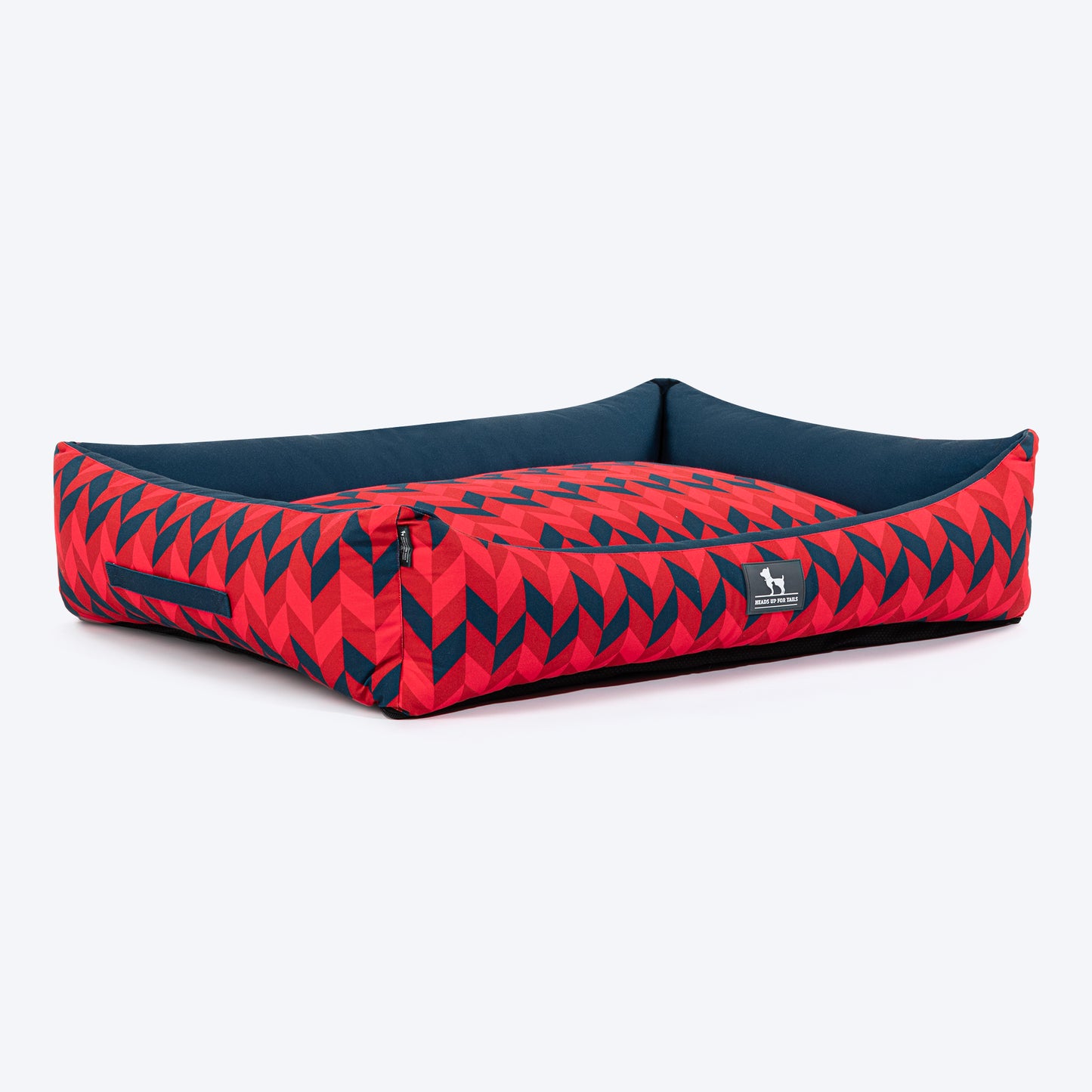 HUFT Geometric Groove Lounger Dog Bed - Red & Blue