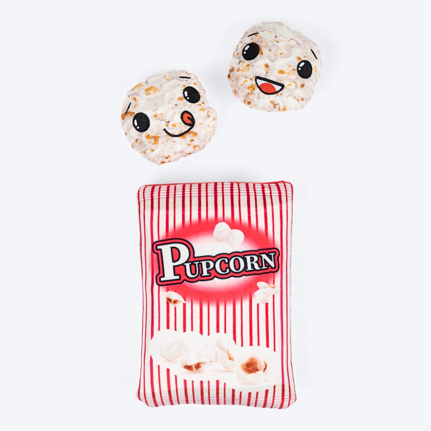 HUFT Popcorn Plush Toy For Dog - Red & White - Heads Up For Tails