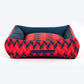 HUFT Geometric Groove Lounger Dog Bed - Red & Blue