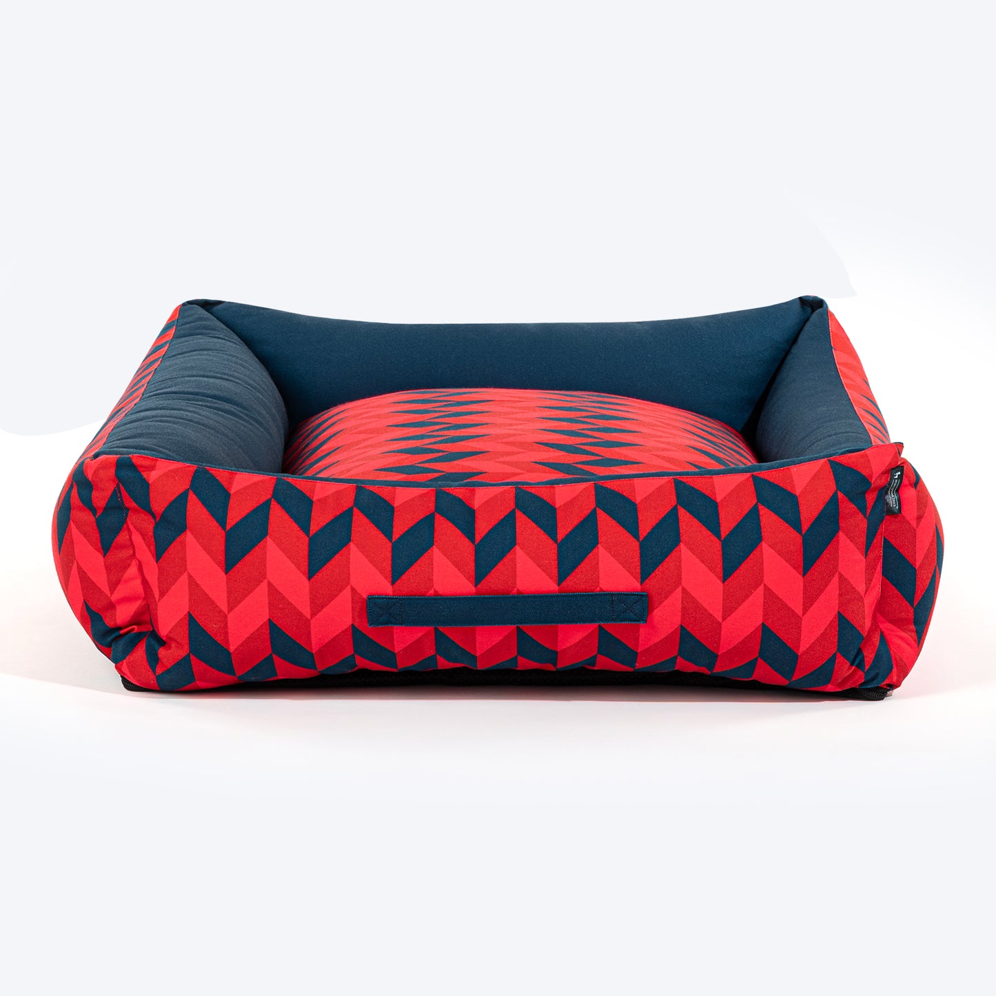 HUFT Geometric Groove Lounger Dog Bed - Red & Blue