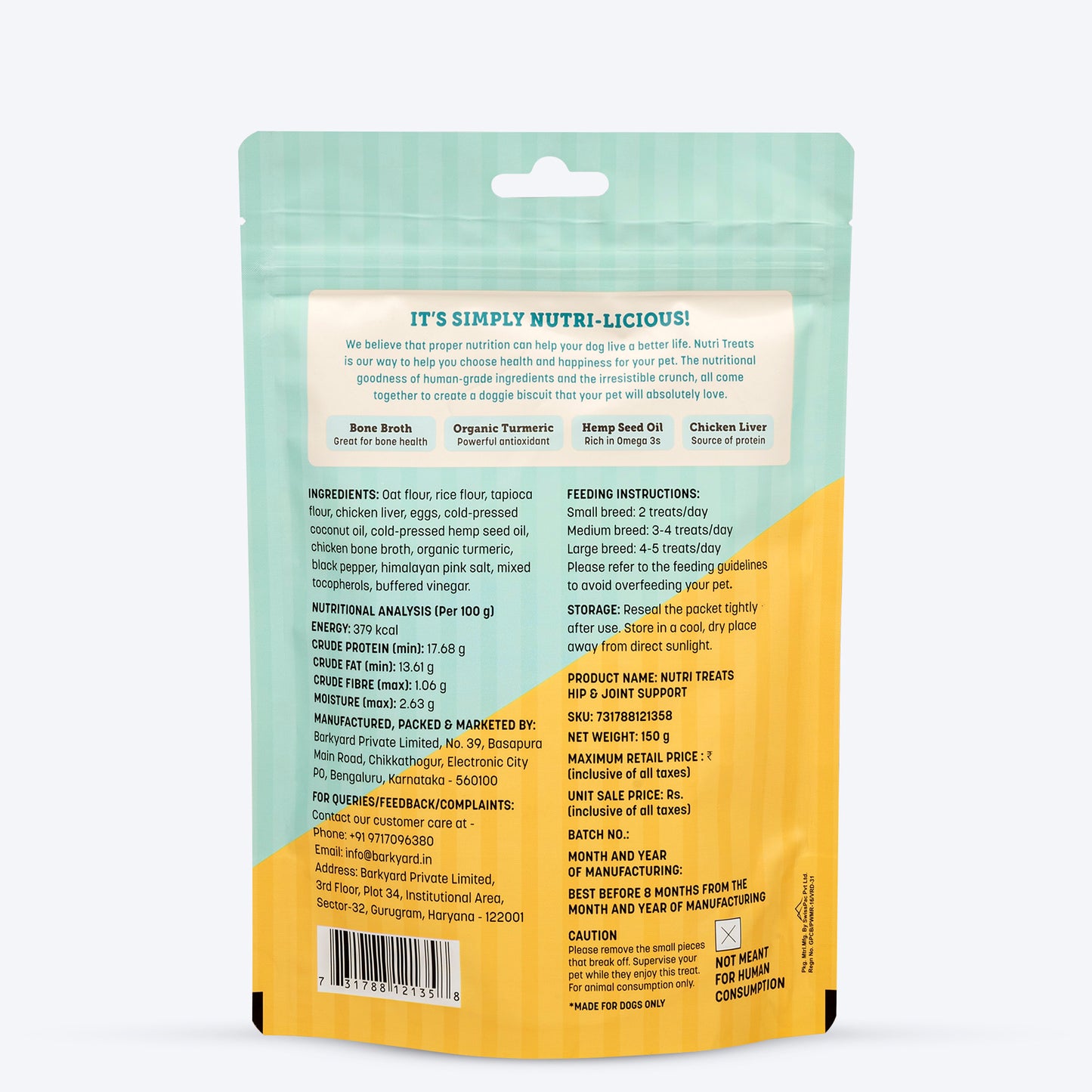 HUFT Nutri Treats For Dogs - Hip & Joint Support - 150 g - Heads Up For Tails