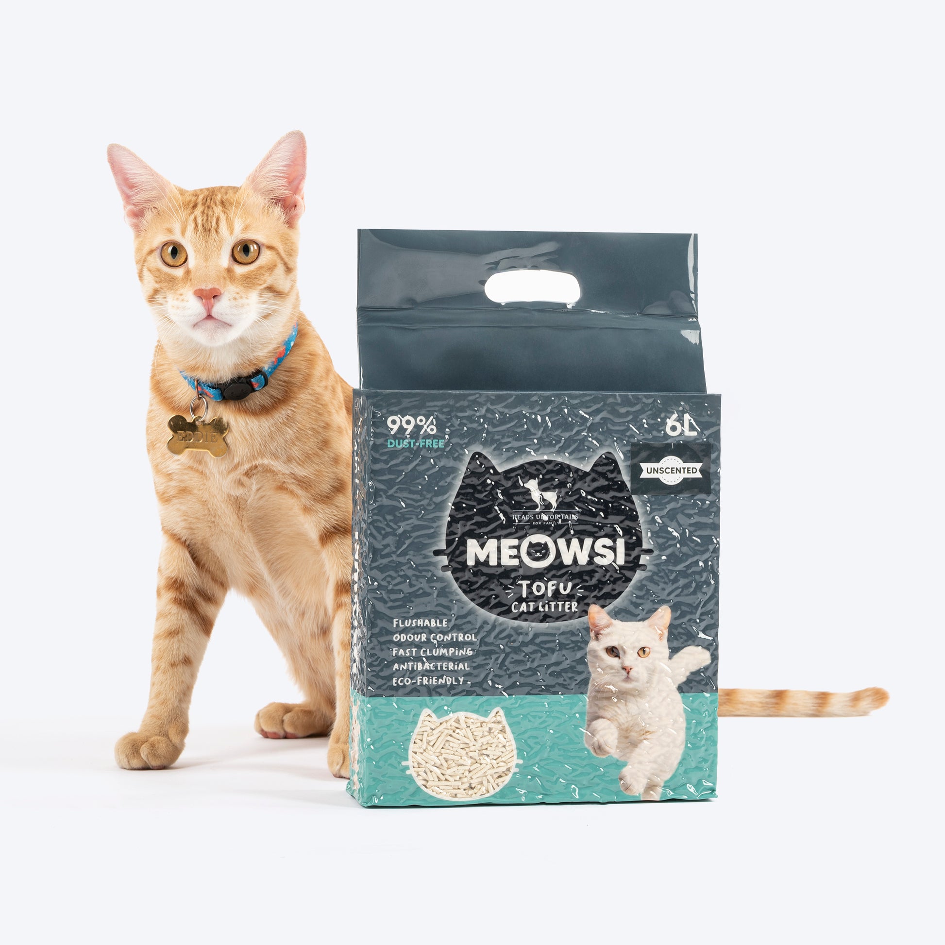 Meowsi Tofu Cat Litter - Unscented - 6 Ltr - Heads Up For Tails