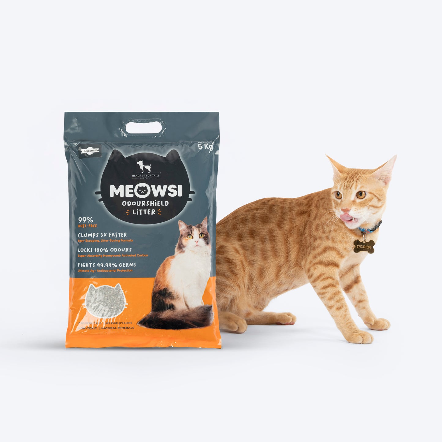 Meowsi OdourShield Cat Litter - Unscented - 5 kg - Heads Up For Tails