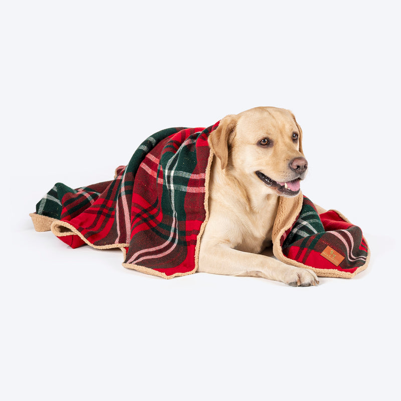 HUFT Holiday Plaid Blanket For Dog & Cat - Red_02
