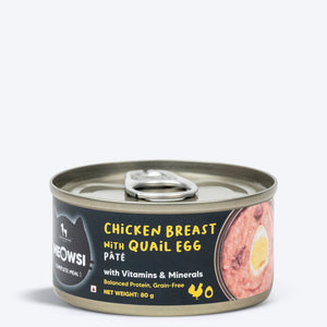 Meowsi by HUFT Chicken Breast With Quail Egg Pate Canned Cat Wet Food - 80 gm - Heads Up For Tails