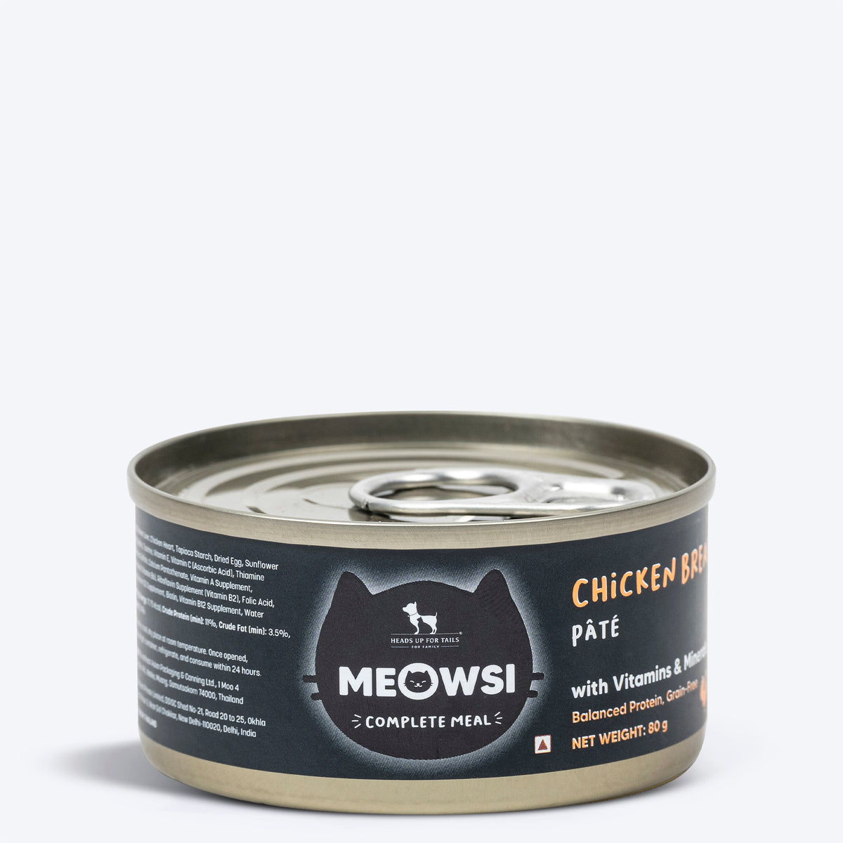 Meowsi by HUFT Chicken Breast pâté Canned Cat Wet Food, 80 gm, with vitamins and minerals, grain-free formula.