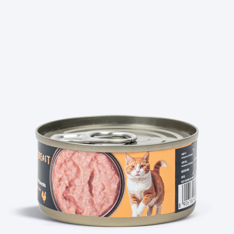 Meowsi by HUFT Chicken Breast pâté Canned Cat Wet Food, 80 gm, with vitamins and minerals, grain-free formula.