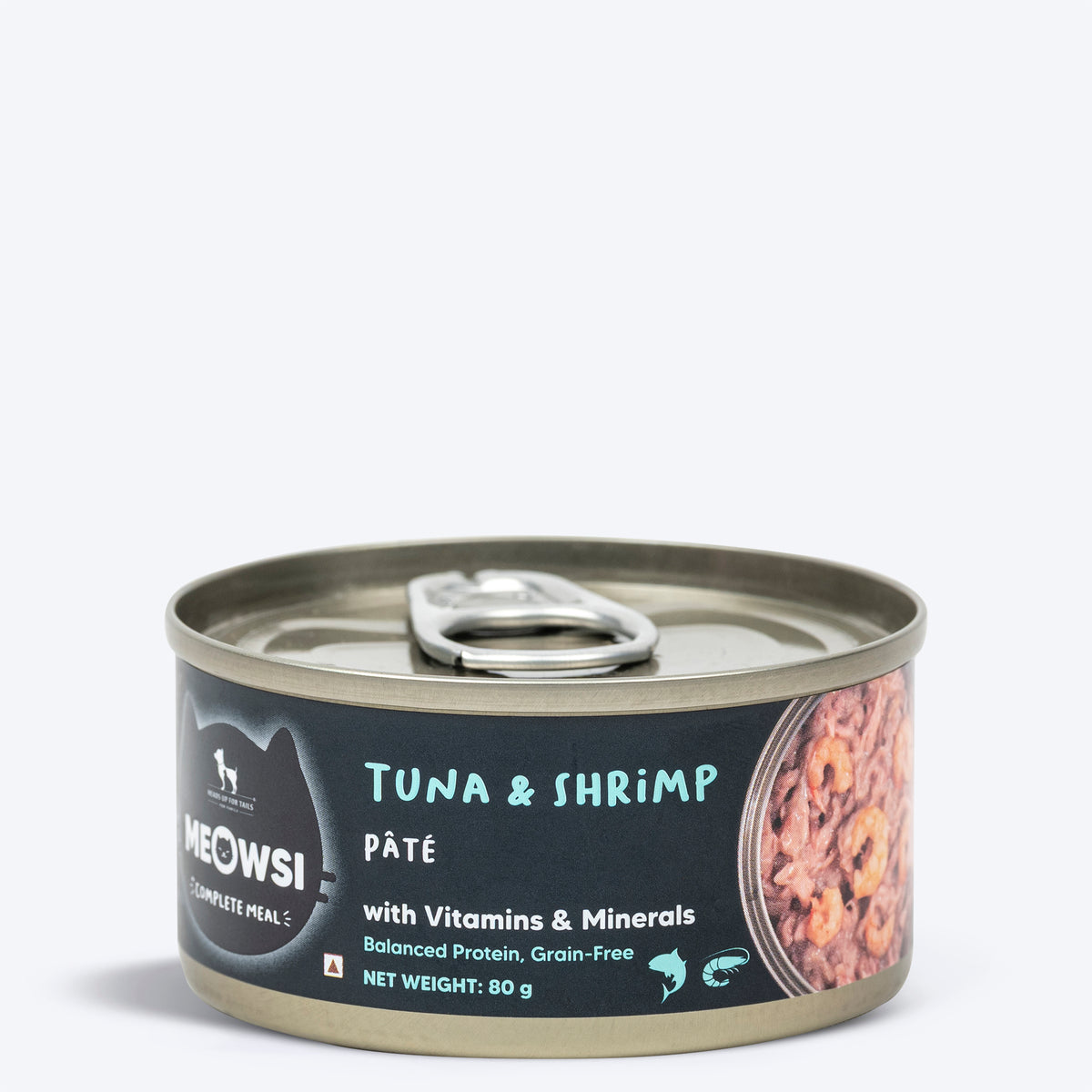 Meowsi Tuna & Shrimp Pate Wet Cat Food Grain-Free 80g Can, Grain-Free, Hydrating, Canned Convenience