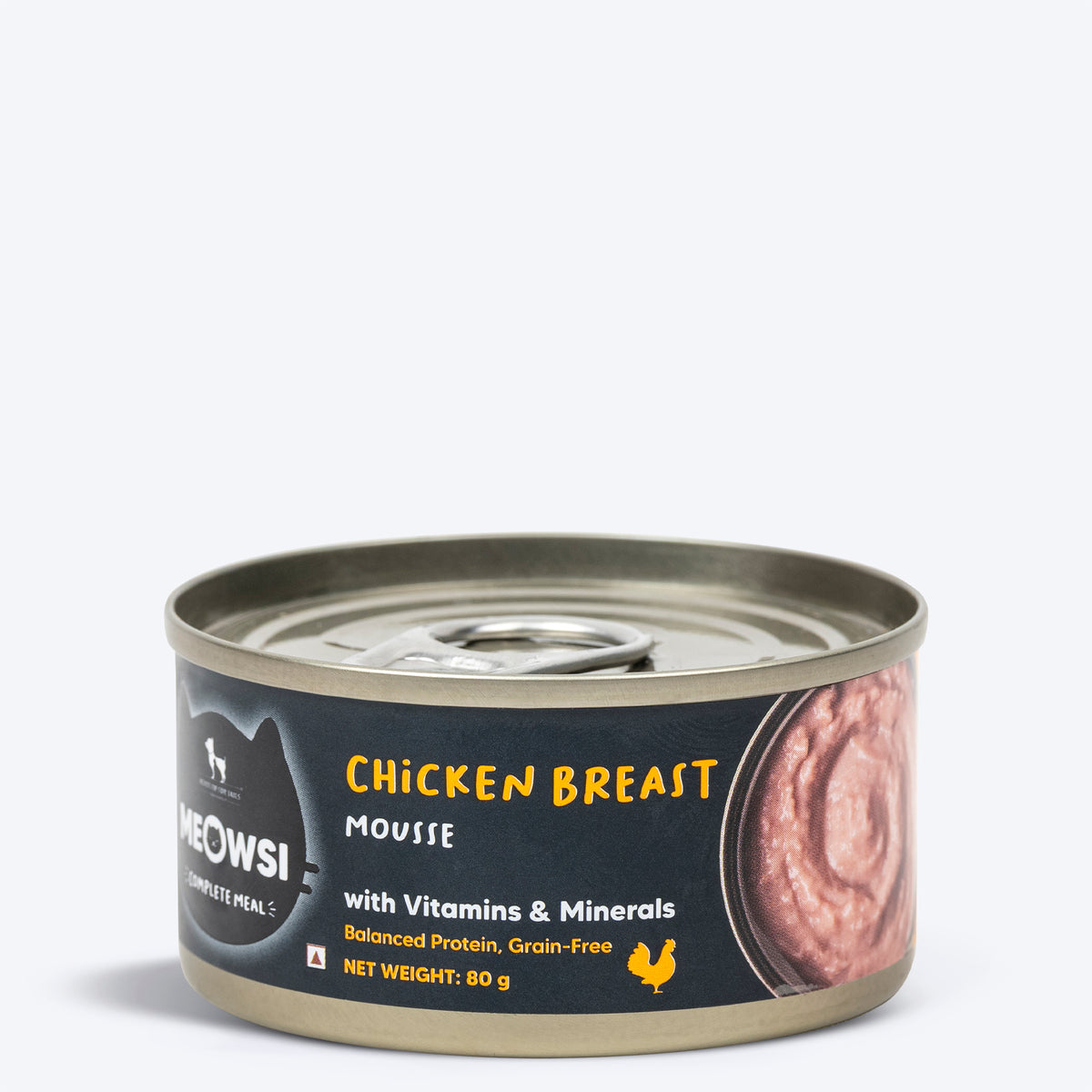 Meowsi Chicken Breast Mousse Wet Cat Food 80g Can, Hydrating, Preservative-Free, Canned Convenience