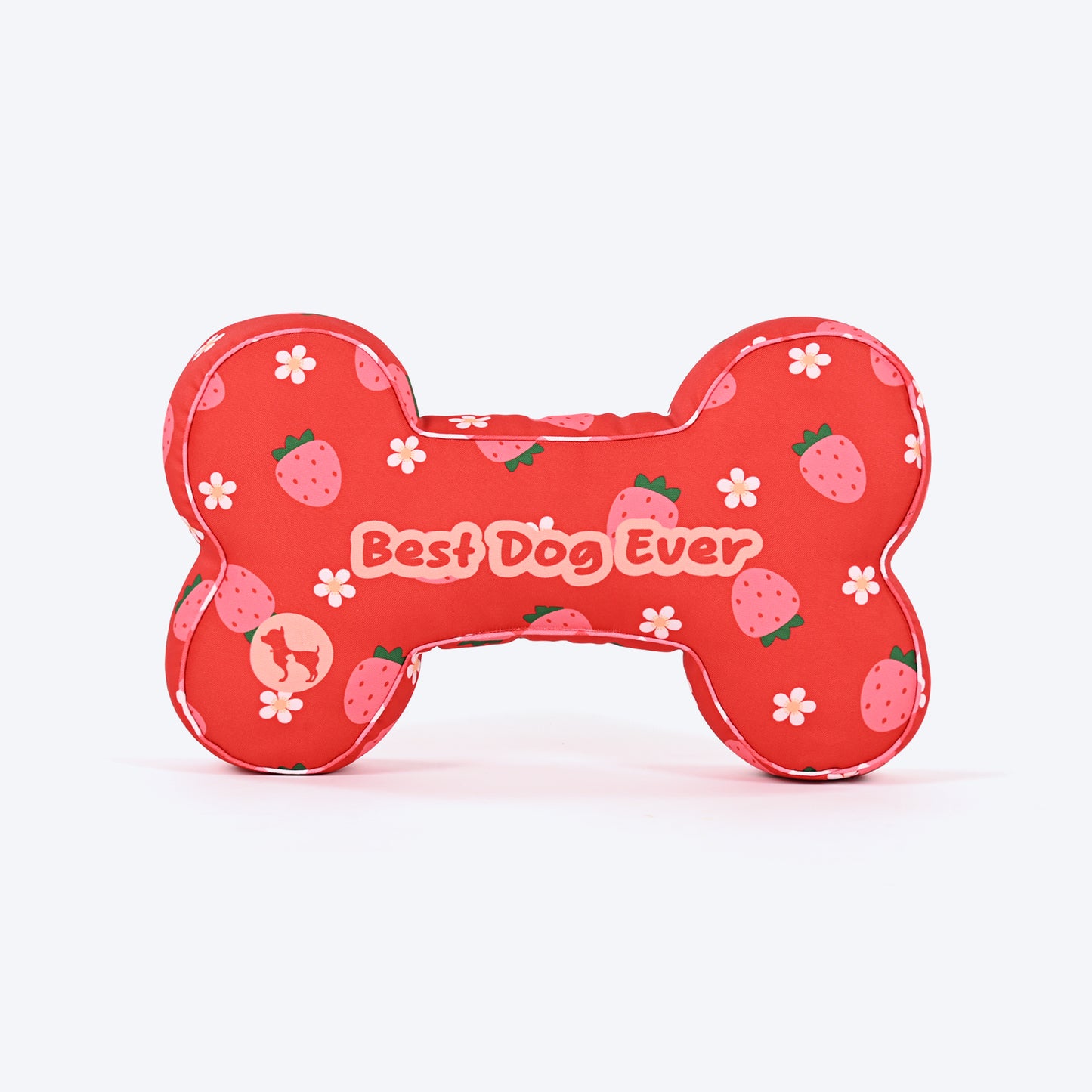 HUFT Personalised Berrylicious Bone Cushion For Dog - Red & Pink - Heads Up For Tails