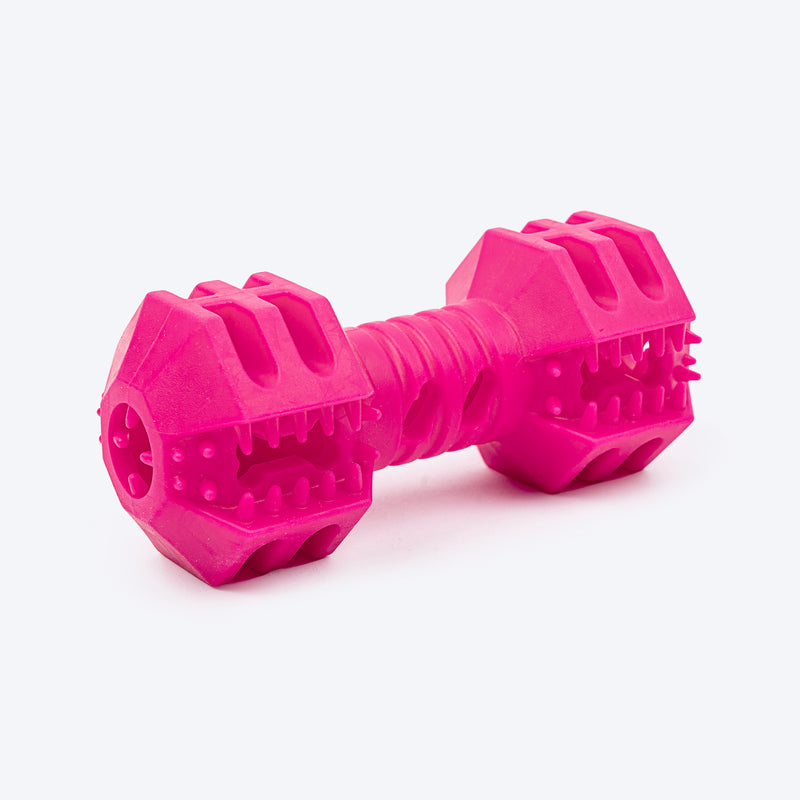 Dash Dog Dumbbell Dynamo Chew Toy For Dog - Pink - Heads Up For Tails