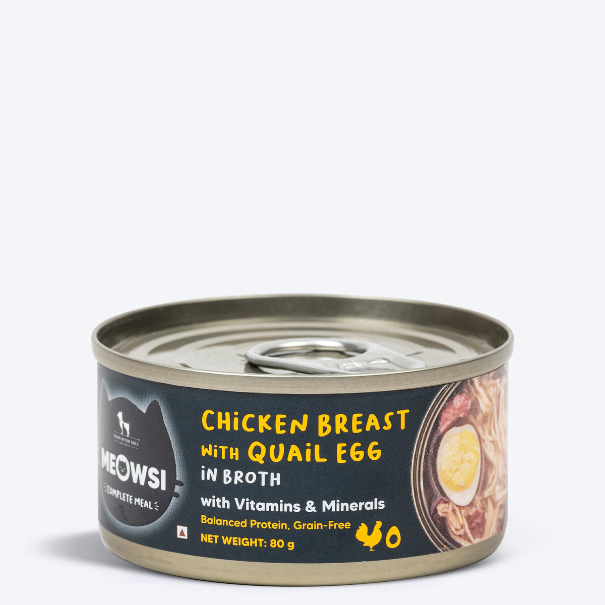 Meowsi Chicken Breast & Quail Egg in Broth Cat Wet Food 80g Can, Hydrating, Broth-Based, Canned Convenience