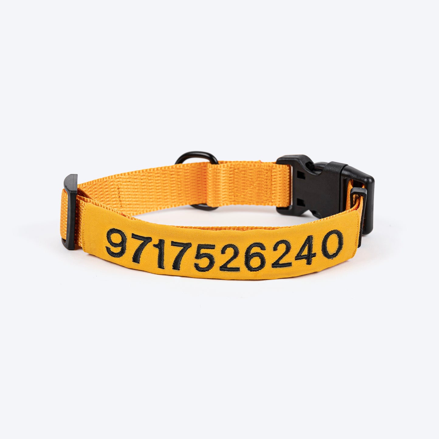 HUFT Personalised Basics (Mobile No.) Dog Collar - Yellow - Heads Up For Tails