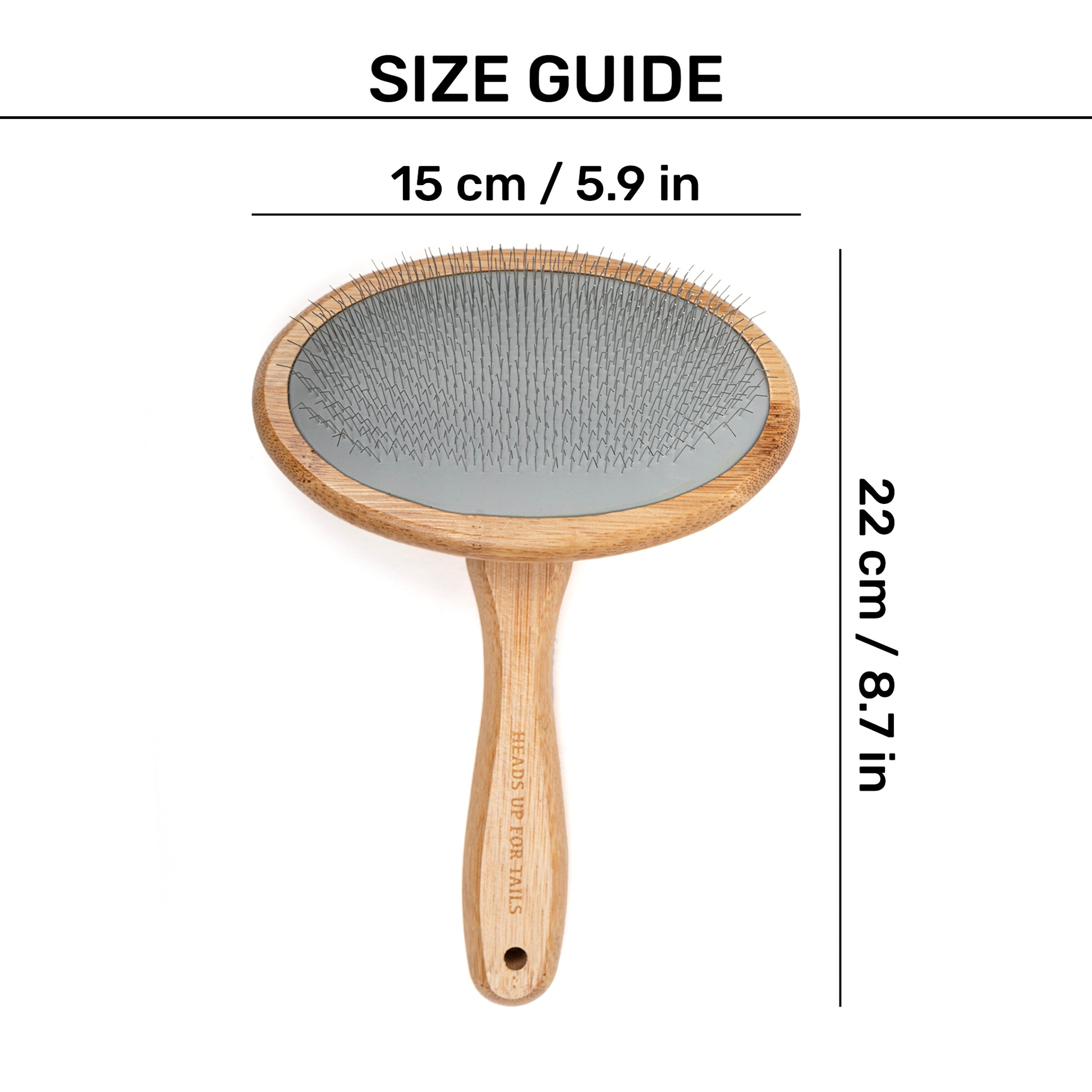 HUFT Bamboo Slicker Brush For Dog & Cat - L - Heads Up For Tails