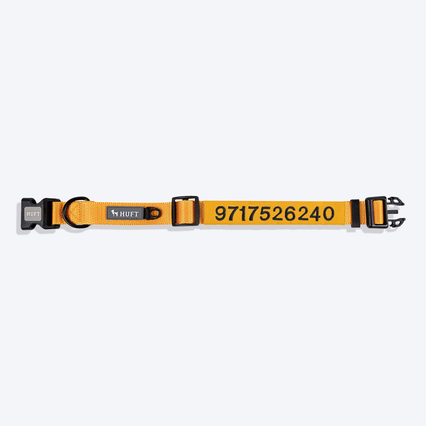 HUFT Personalised Basics (Mobile No.) Dog Collar - Yellow