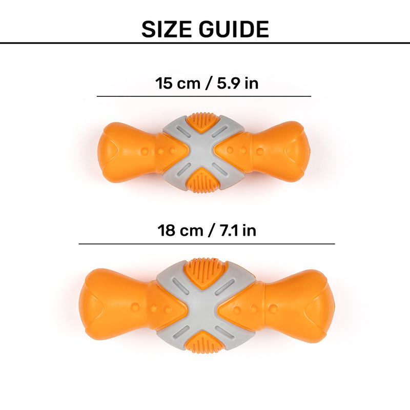 Dash Dog Super Chompster Chew Toy For Dog - Orange & Grey - Heads Up For Tails