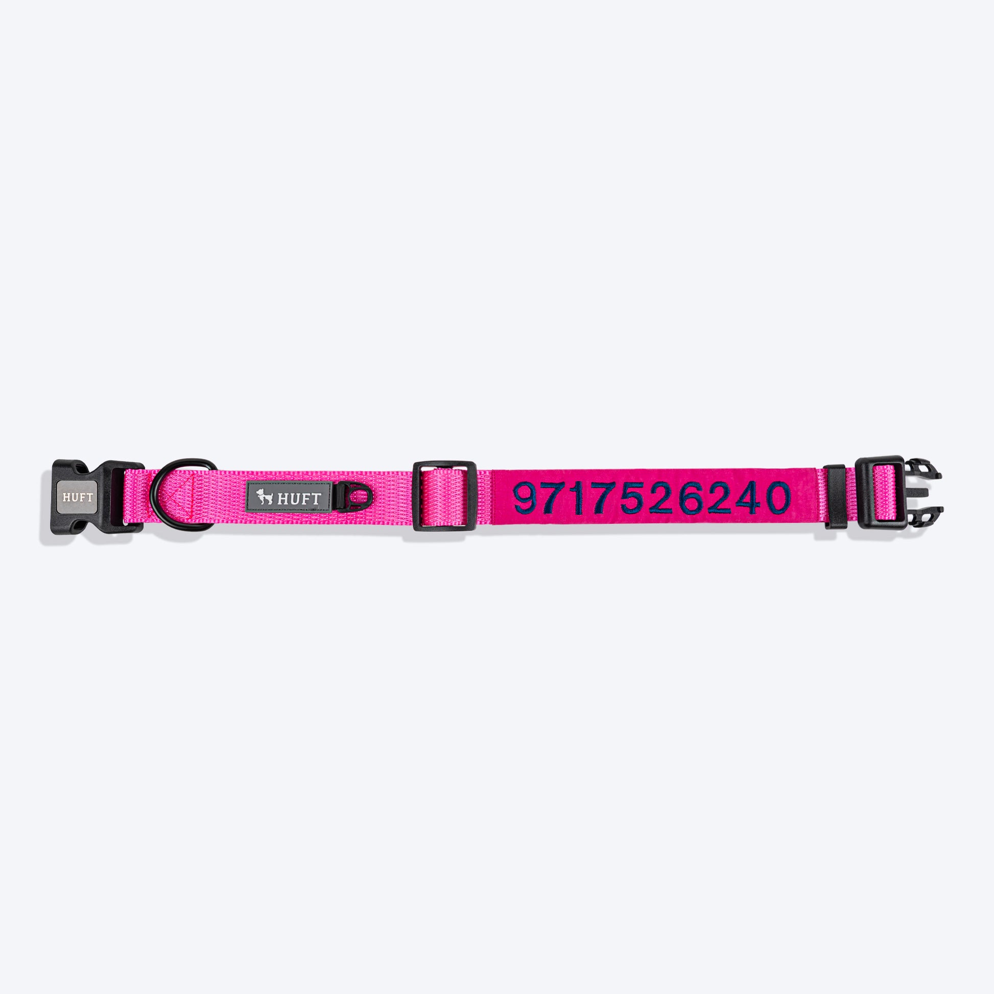 HUFT Personalised Basics (Mobile No.) Dog Collar - Pink - Heads Up For Tails