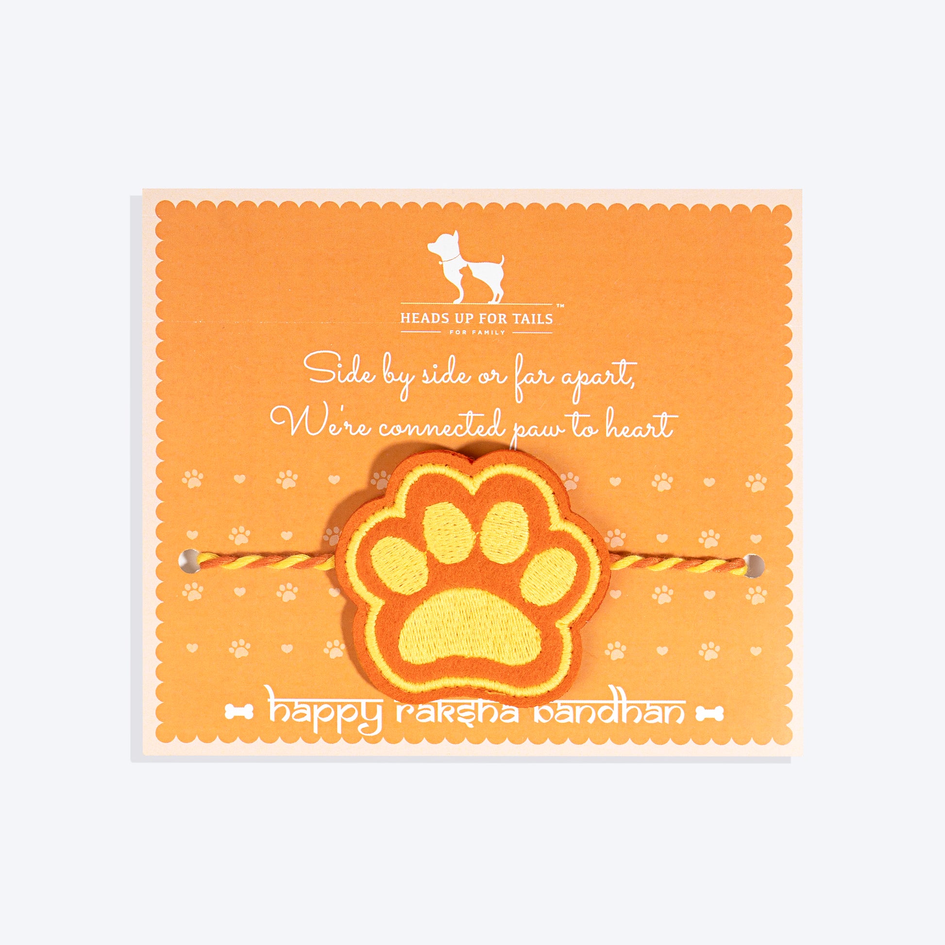 HUFT Paws Of Love Rakhi For Dog & Cat - Orange - Heads Up For Tails