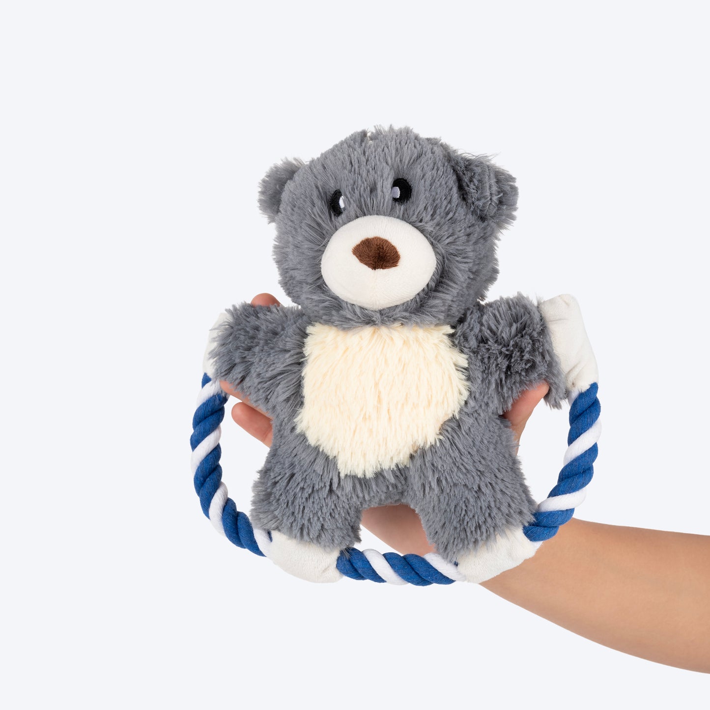 HUFT Bear With Rope Plush Toy For Dog - Grey - Heads Up For Tails