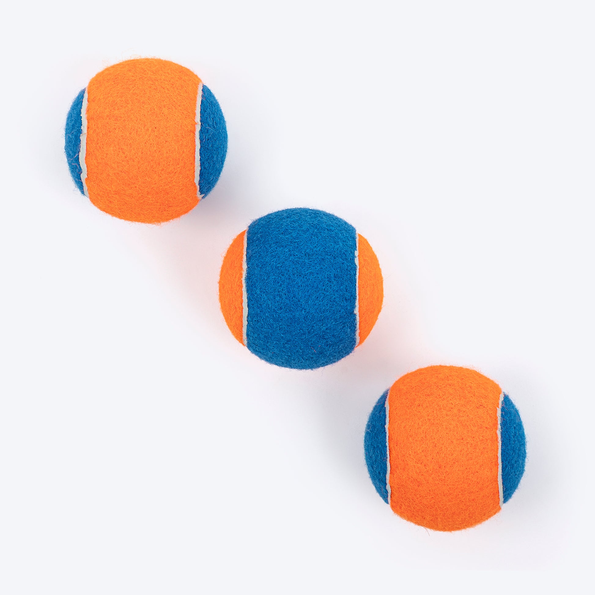 TLC Bi-Color Squeaky Tennis Balls For Dog - Orange & Navy Blue - Heads Up For Tails