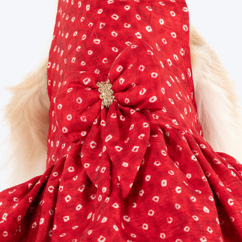 HUFT Bandhani Pop Dress For Cat - Red
