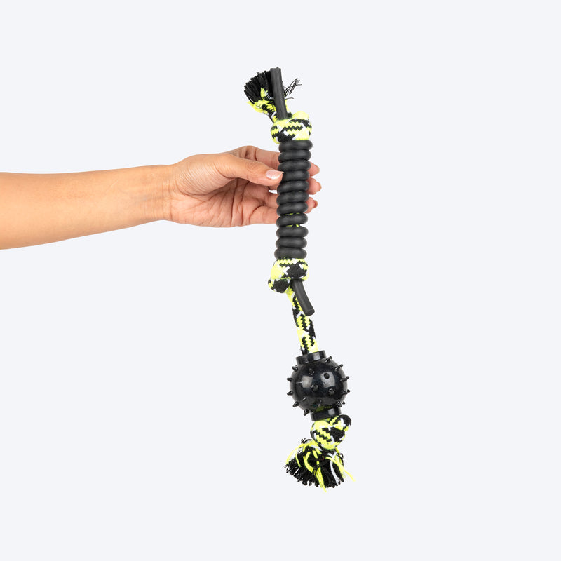 HUFT Power-Pull Rope Toy For Dog - Black & Neon - Heads Up For Tails