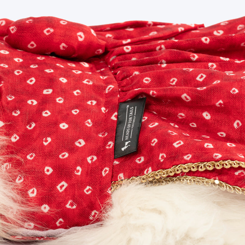 HUFT Bandhani Pop Dress For Cat - Red