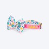 HUFT Personalised Bloomscape Collar With Bow Tie For Dog - Peach - Heads Up For Tails